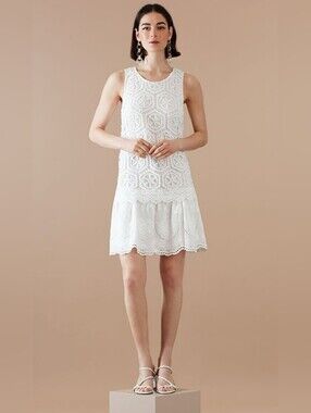 Desigual, Designed By Christian Lacroix, White/Ecru Lace Layer  Dress Sz 12